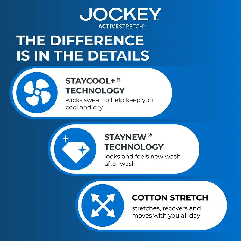 Jockey Active Stretch Mens 3 Pack Boxer Briefs 8797