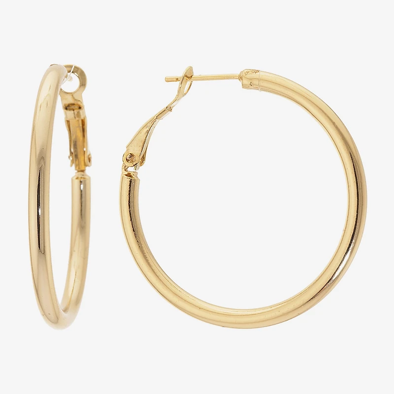 Silver Reflections 24K Gold Over Brass Hoop Earrings