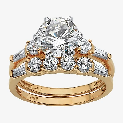 DiamonArt® Womens 3 1/2 CT. T.W White Cubic Zirconia 10K Gold Round Bridal Set
