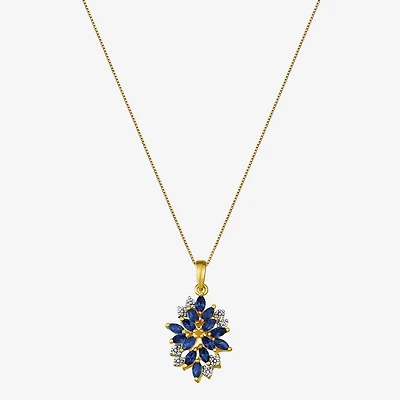 14K Gold over Silver Lab-Created Gemstone Flower Pendant Necklace
