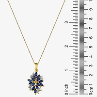 14K Gold over Silver Lab-Created Gemstone Flower Pendant Necklace