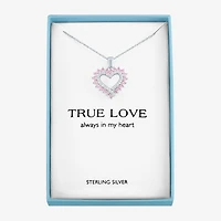 Womens Lab Created Pink Sapphire Sterling Silver Round 18 Inch Pendant Necklace