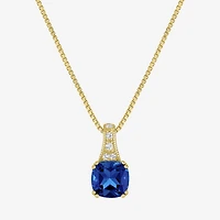 Gemstone 14K Gold Over Silver Cushion Pendant Necklace