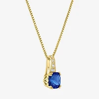 Gemstone 14K Gold Over Silver Cushion Pendant Necklace