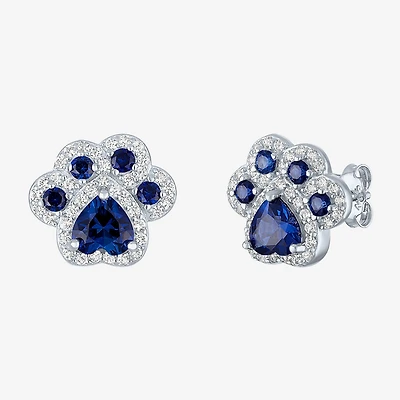 Lab Created Blue Sapphire Sterling Silver 4mm Stud Earrings