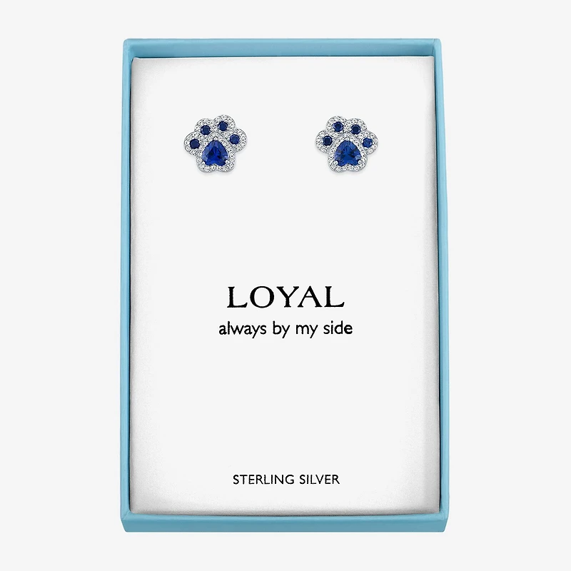 Lab Created Blue Sapphire Sterling Silver 4mm Stud Earrings