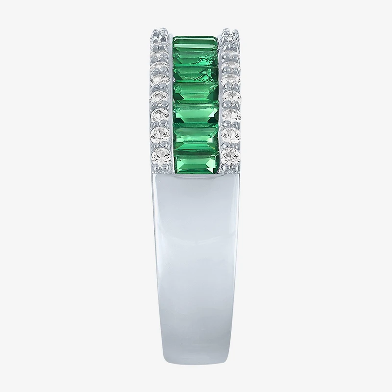 Womens Lab Created Gemstone Sterling Silver Band