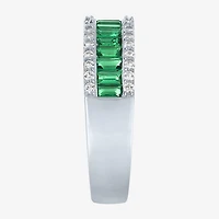 Womens Lab Created Gemstone Sterling Silver Band