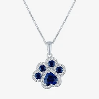 Womens Lab Created Blue Sapphire Sterling Silver 16 Inch Pendant Necklace