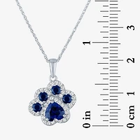 Womens Lab Created Blue Sapphire Sterling Silver 16 Inch Pendant Necklace