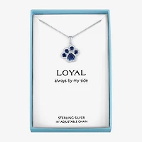 Womens Lab Created Blue Sapphire Sterling Silver 16 Inch Pendant Necklace