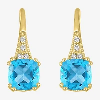 Gemstone 14K Gold Over Silver Cushion Drop Earrings