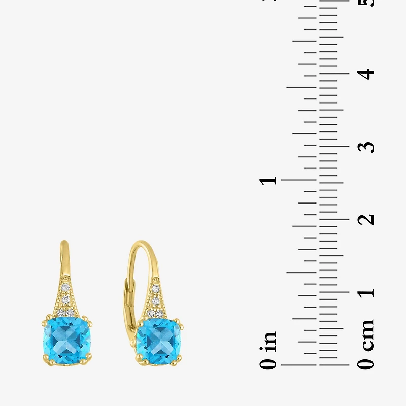 Gemstone 14K Gold Over Silver Cushion Drop Earrings