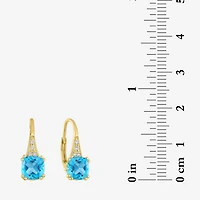 Gemstone 14K Gold Over Silver Cushion Drop Earrings