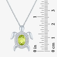 Turtle Womens Genuine Green Peridot Sterling Silver 17 Inch Pendant Necklace