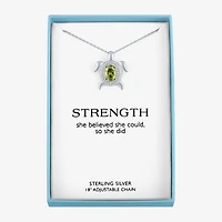 Turtle Womens Genuine Green Peridot Sterling Silver 17 Inch Pendant Necklace