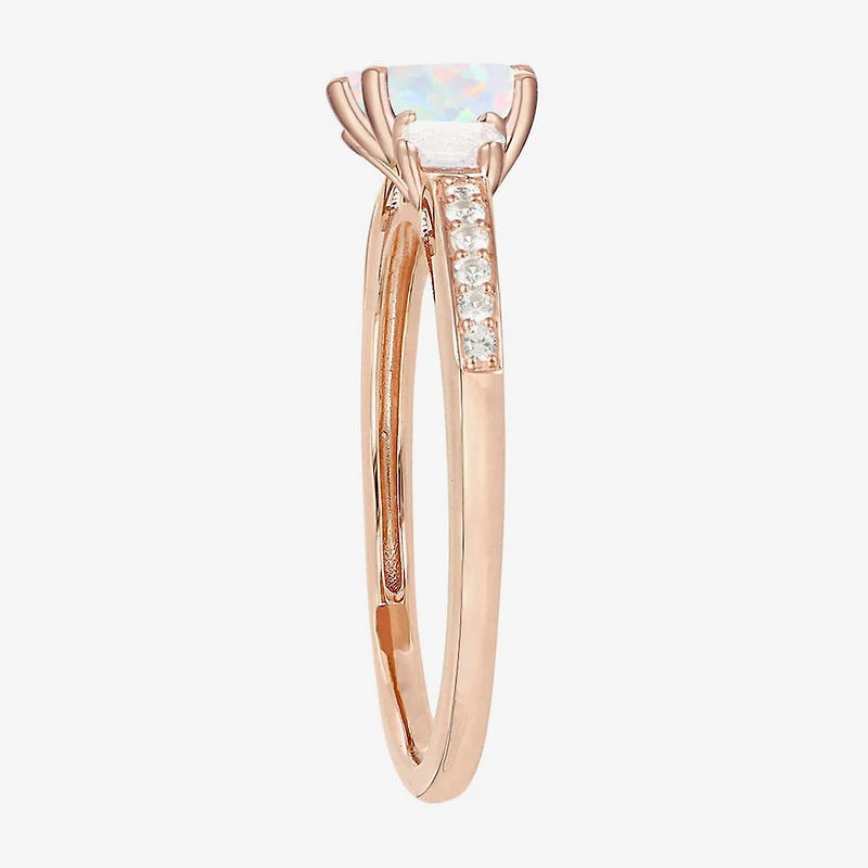 Womens Gemstone 14K Gold Over Silver Halo Delicate Cocktail Ring