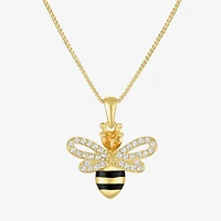 Bumble Bee Womens Genuine Yellow Citrine 14K Gold Over Silver 18 Inch Pendant Necklace