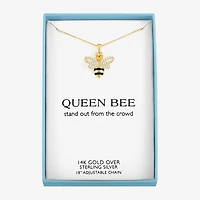 Bumble Bee Womens Genuine Yellow Citrine 14K Gold Over Silver 18 Inch Pendant Necklace