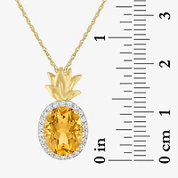 Pineapple Womens Lab Created Yellow Citrine 14K Gold Over Silver 16 Inch Pendant Necklace