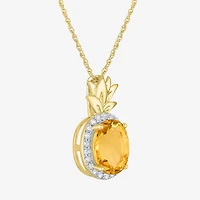 Pineapple Womens Lab Created Yellow Citrine 14K Gold Over Silver 16 Inch Pendant Necklace