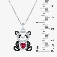 Panda Womens Lab Created Red Ruby Sterling Silver Heart 16 Inch Pendant Necklace