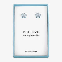 Lab Created White Opal Sterling Silver Butterfly Stud Earrings