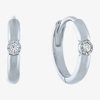 (G-H / I1-I2) Womens Diamond Accent Lab Grown White 10K Gold 11mm Hoop Earrings
