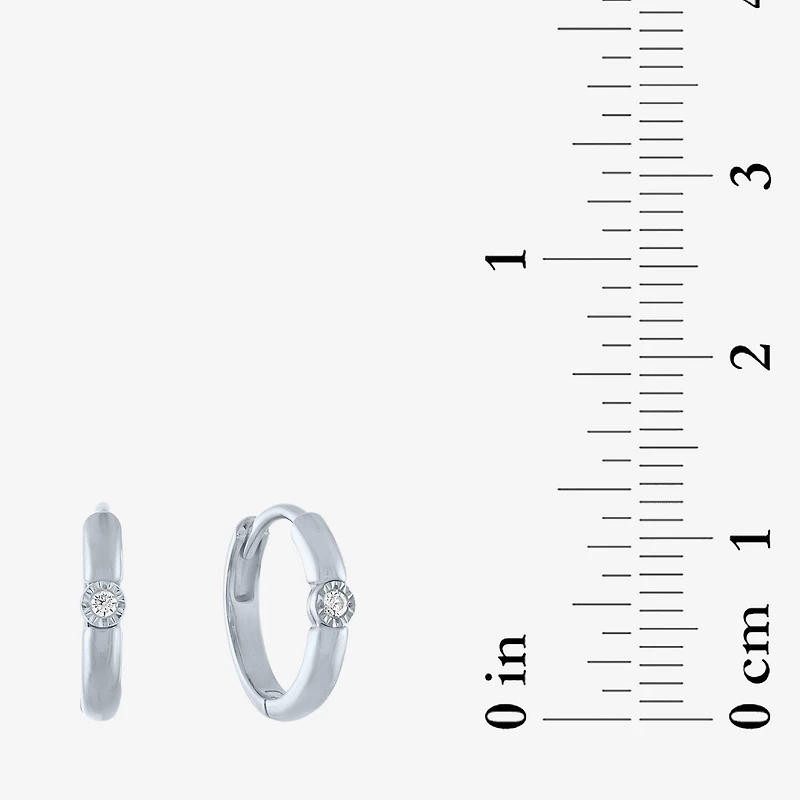 (G-H / I1-I2) Womens Diamond Accent Lab Grown White 10K Gold 11mm Hoop Earrings