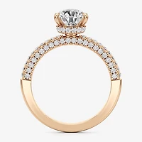 (F / Si2) Womens 2 CT. T.W. Lab Grown White Diamond 10K Gold Pear Side Stone Engagement Ring