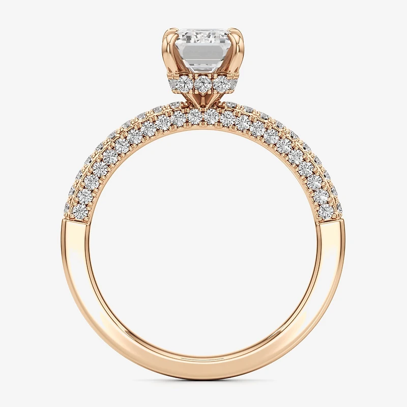 (F / Si2) Womens 2 CT. T.W. Lab Grown White Diamond 10K Gold Side Stone Engagement Ring