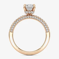 (F / Si2) Womens 2 CT. T.W. Lab Grown White Diamond 10K Gold Side Stone Engagement Ring