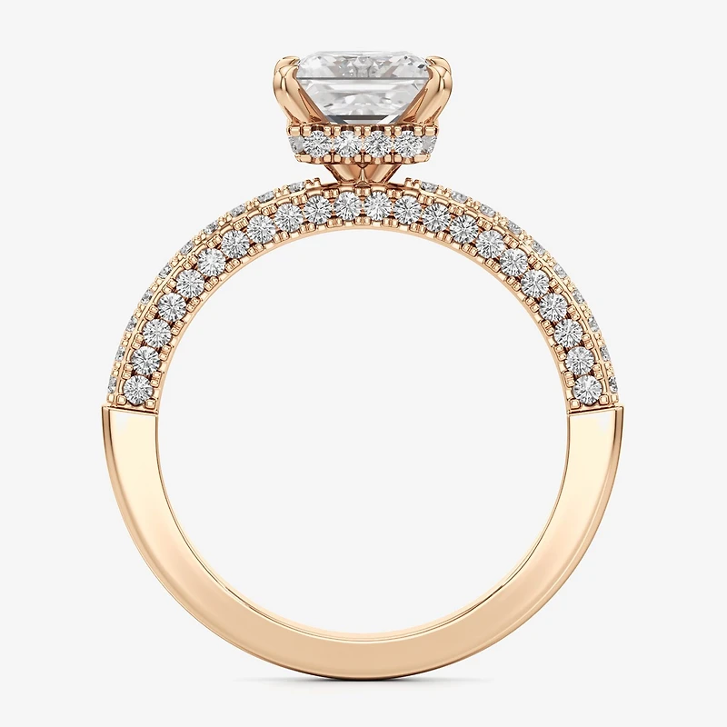 (F / Si2) Womens 2 CT. T.W. Lab Grown White Diamond 10K Gold Side Stone Engagement Ring