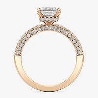 (F / Si2) Womens 2 CT. T.W. Lab Grown White Diamond 10K Gold Side Stone Engagement Ring