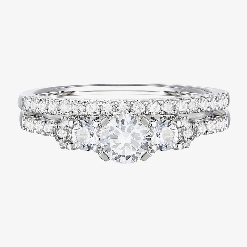 Love Lives Forever (G-H / Vs2-Si1) Womens 1 CT. T.W. Lab Grown White Diamond 10K Gold Round Side Stone 3-Stone Bridal Set
