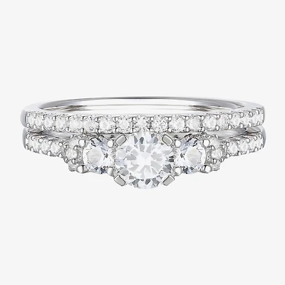 Love Lives Forever (G-H / Vs2-Si1) Womens 1 CT. T.W. Lab Grown White Diamond 10K Gold Round Side Stone 3-Stone Bridal Set