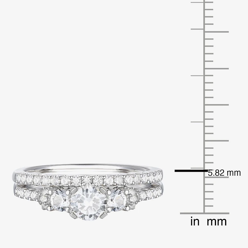 Love Lives Forever (G-H / Vs2-Si1) Womens 1 CT. T.W. Lab Grown White Diamond 10K Gold Round Side Stone 3-Stone Bridal Set