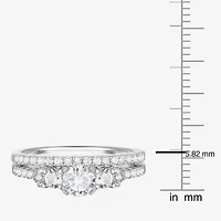 Love Lives Forever (G-H / Vs2-Si1) Womens 1 CT. T.W. Lab Grown White Diamond 10K Gold Round Side Stone 3-Stone Bridal Set
