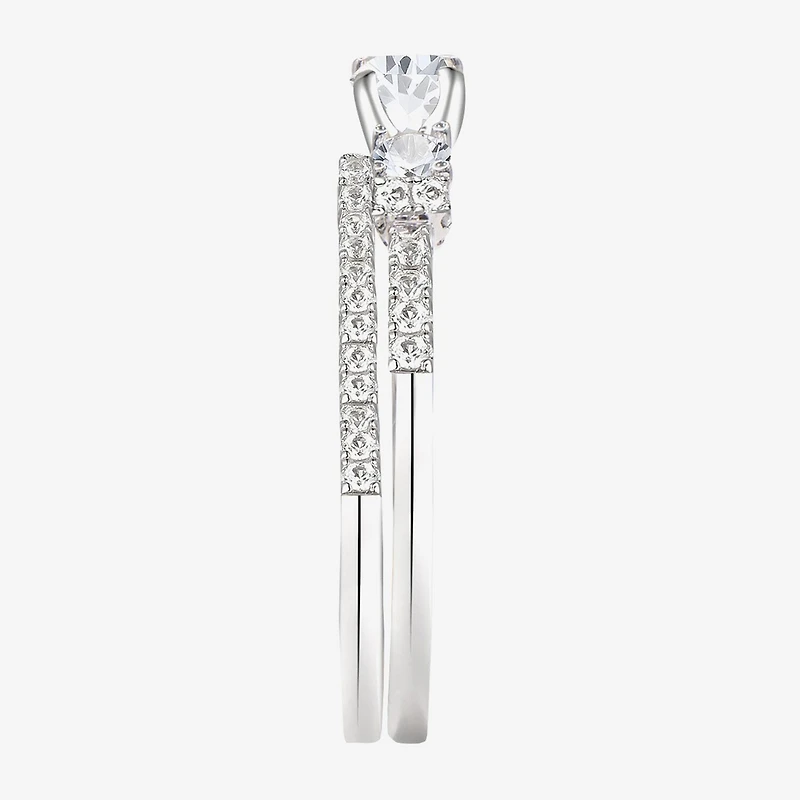 Love Lives Forever (G-H / Vs2-Si1) Womens 1 CT. T.W. Lab Grown White Diamond 10K Gold Round Side Stone 3-Stone Bridal Set