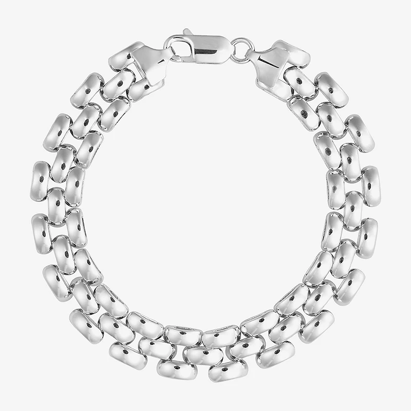 Athra Sterling Silver 7.5 Inch Hollow Panther Chain Bracelet