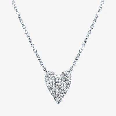 Diamond Addiction (G-H / Si2-I1) Womens 1/6 CT. T.W. Lab Grown White Diamond Sterling Silver Heart 16 Inch Pendant Necklace