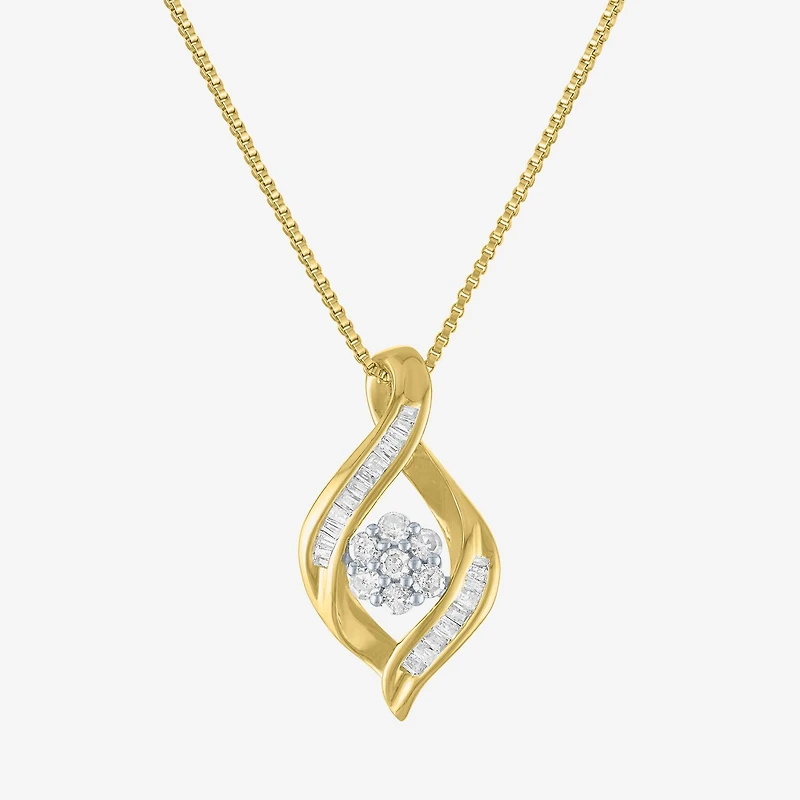 Diamond Blossom 1/5 CT.T.W. Natural Cluster Sterling SIlver Swirl Pendant Necklace