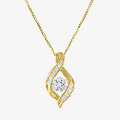 Diamond Blossom 1/5 CT.T.W. Natural Cluster Sterling SIlver Swirl Pendant Necklace