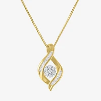 Diamond Blossom 1/5 CT.T.W. Natural Cluster Sterling SIlver Swirl Pendant Necklace