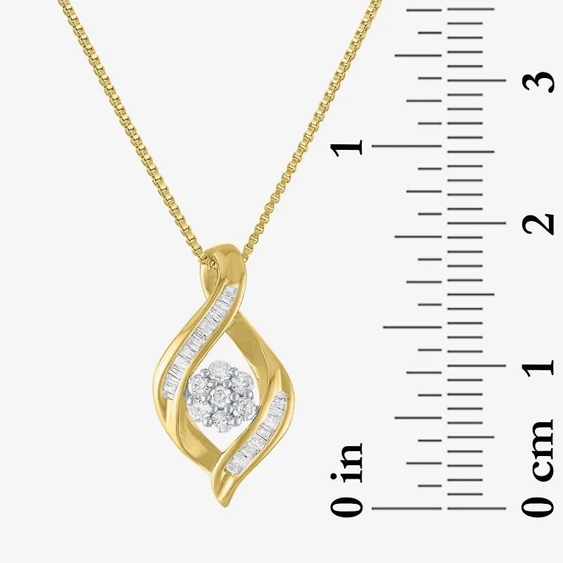 Diamond Blossom 1/5 CT.T.W. Natural Cluster Sterling SIlver Swirl Pendant Necklace