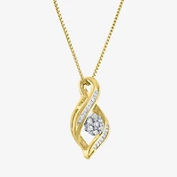 Diamond Blossom 1/5 CT.T.W. Natural Cluster Sterling SIlver Swirl Pendant Necklace