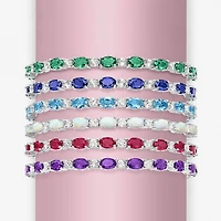 Gemstone Sterling Silver Oval 7.5 Inch Tennis Bracelet