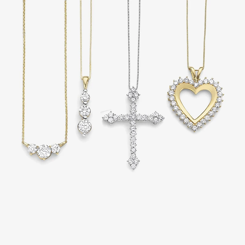 (Si2-I1/G-H) Womens 1 CT. T.W. Lab Grown White Diamond 10K Gold 18 Inch Pendant Necklace