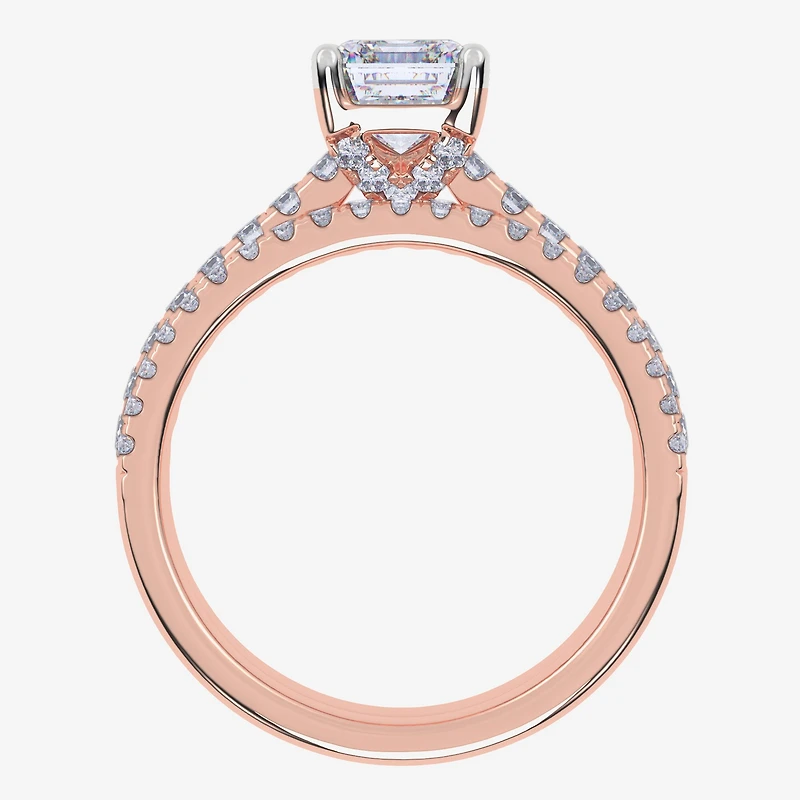 (H-I / Si2-I1) Womens 1 1/2 CT. T.W. Lab Grown White Diamond 10K Gold Side Stone Bridal Set