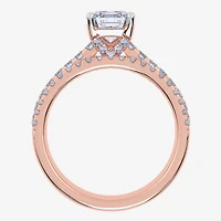 (H-I / Si2-I1) Womens 1 1/2 CT. T.W. Lab Grown White Diamond 10K Gold Side Stone Bridal Set